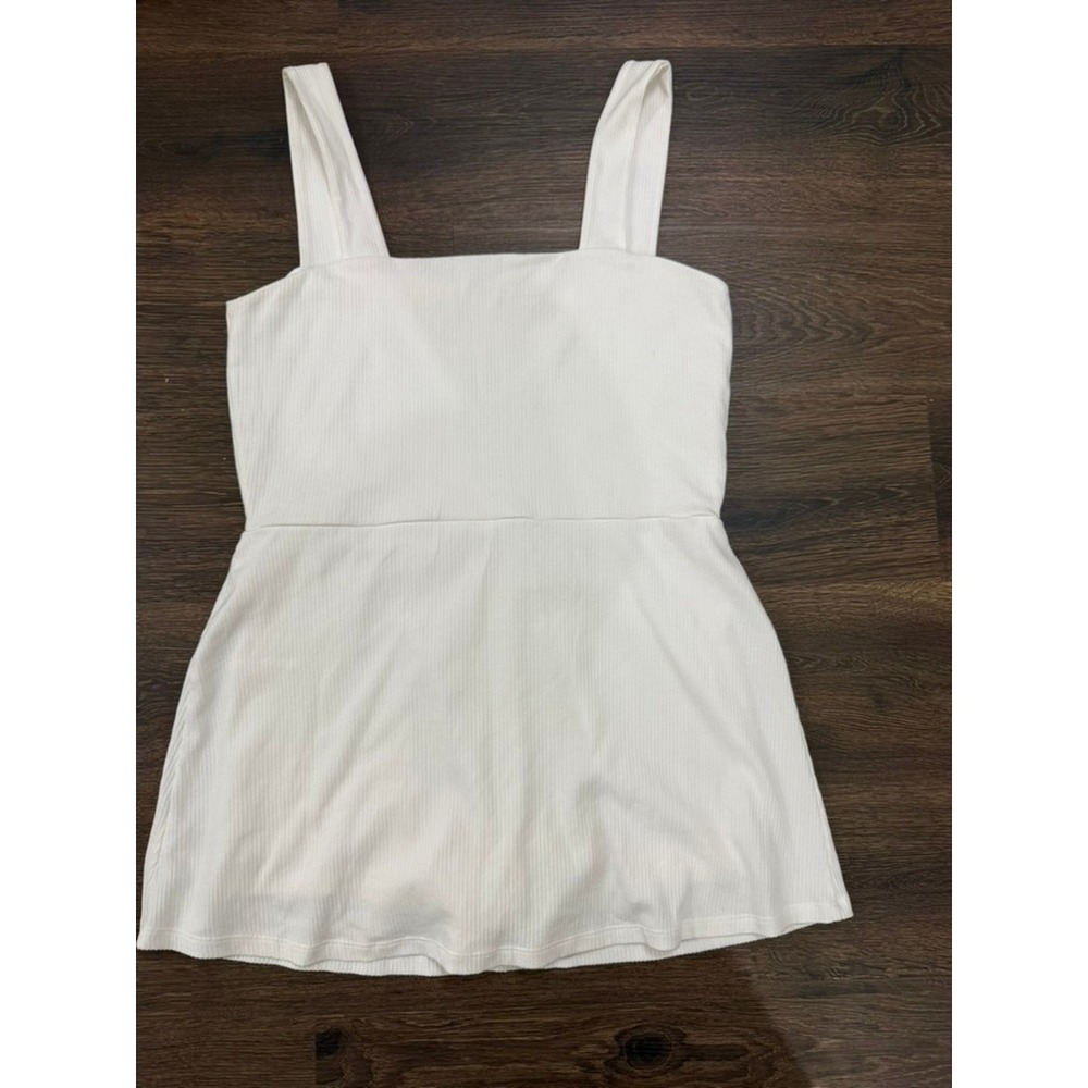 Victoria's Secret PINK White Ribbed Athletic Dress XXL Built In Shorts